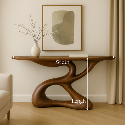 Handcrafted Solid Wood Flowline Console Table – Modern Organic Sculpture