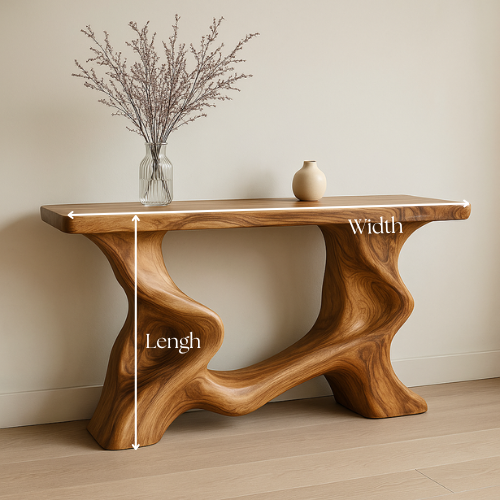 Handcrafted Solid Wood Waveform Console Table – Contemporary Organic Design