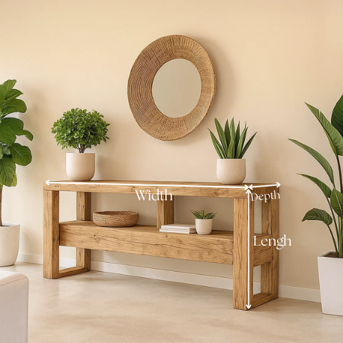 Handcrafted Solid Wood Console Table – Contemporary Organic Minimalism