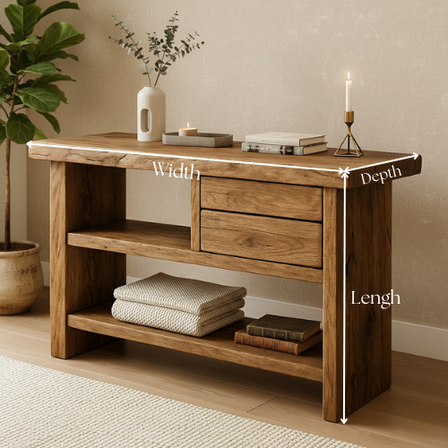 Handcrafted Natural Wood Console Table – Minimal Organic Design