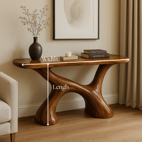 Handcrafted Solid Wood Harmony Console Table – Modern Organic Design