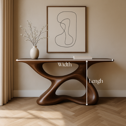 Handcrafted Solid Wood Fluid Console Table – Natural Modern Statement