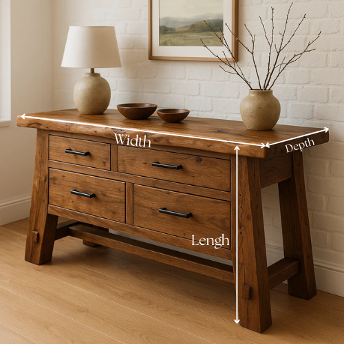 Rustic Solid Wood Console Table – Handcrafted with Timeless Character