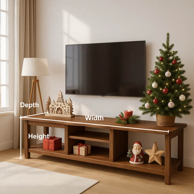 Handcrafted Solid Wood TV Stand – Modern Rustic Entertainment Console for Living Room