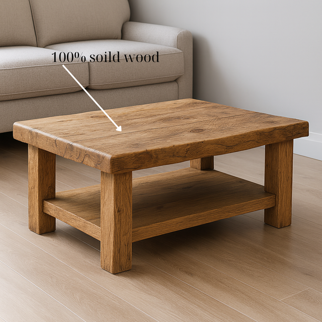Handmade Solid Wood Living Room Table - Rustic Wood Coffee Table - Wood Coffee Table