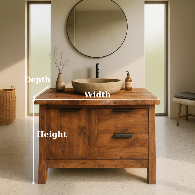 Handcrafted Solid Wood Bathroom Vanity with Live-Edge Top and Modern Drawer Design
