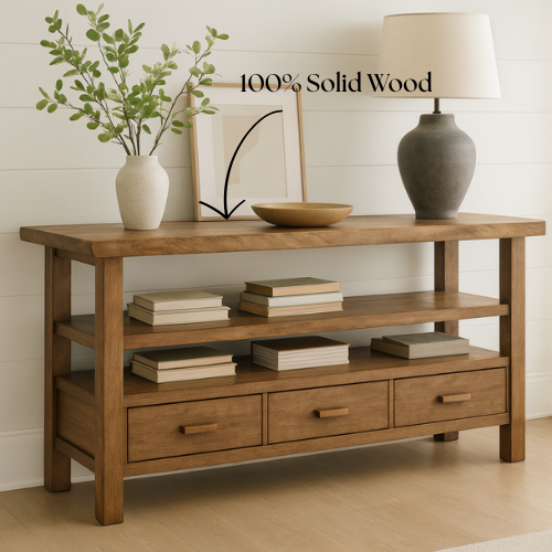 Handcrafted Solid Wood Console Table – Modern Rustic Elegance