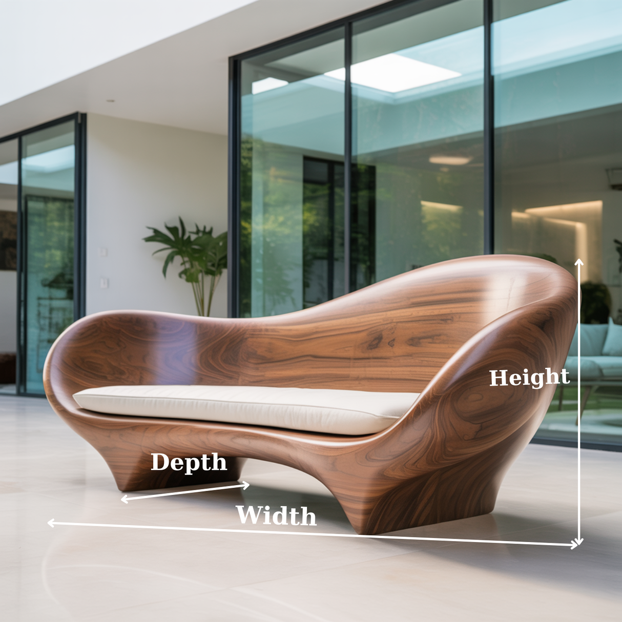Handcrafted Solid Walnut Sofa – Modern Sculptural Wood Couch with Smooth Organic Curves