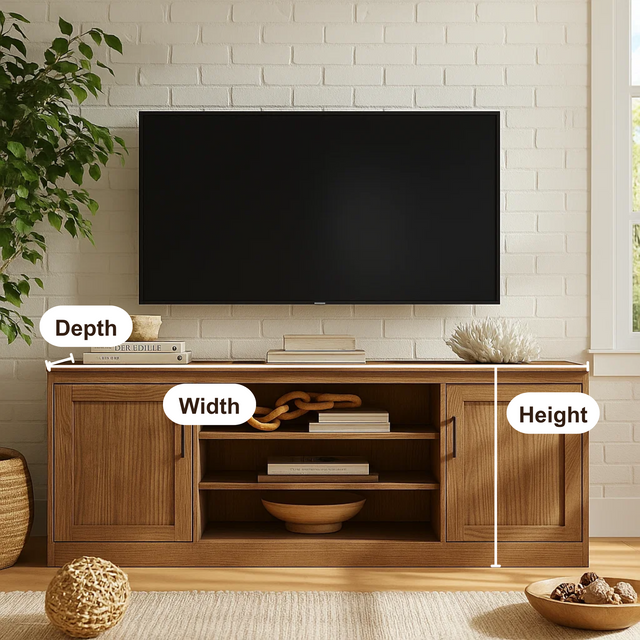 Handcrafted Solid Wood TV Stand with Shelves – Modern Walnut Media Console Furniture