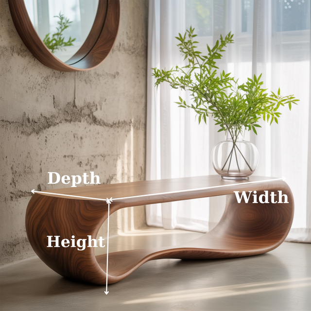 Handcrafted Solid Wood Bench – Sculptural Modern Walnut Wave Table