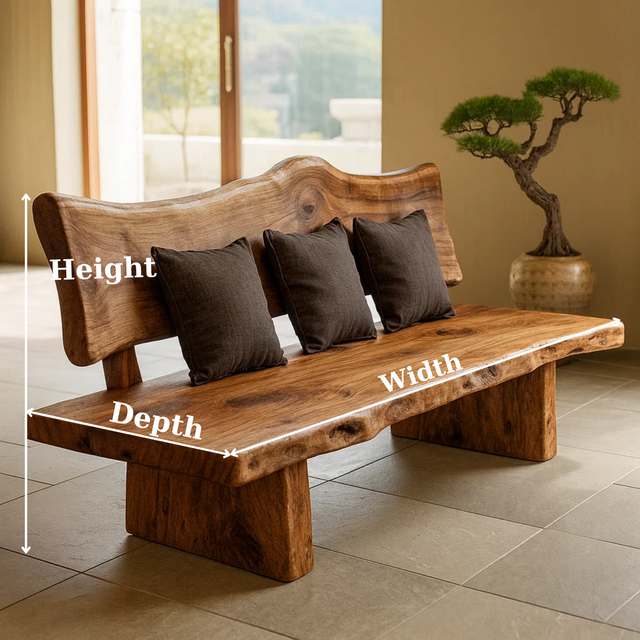 Handcrafted Solid Wood Sofa – Modern Minimalist Frame with Warm Natural Grain