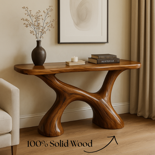 Handcrafted Solid Wood Harmony Console Table – Modern Organic Design