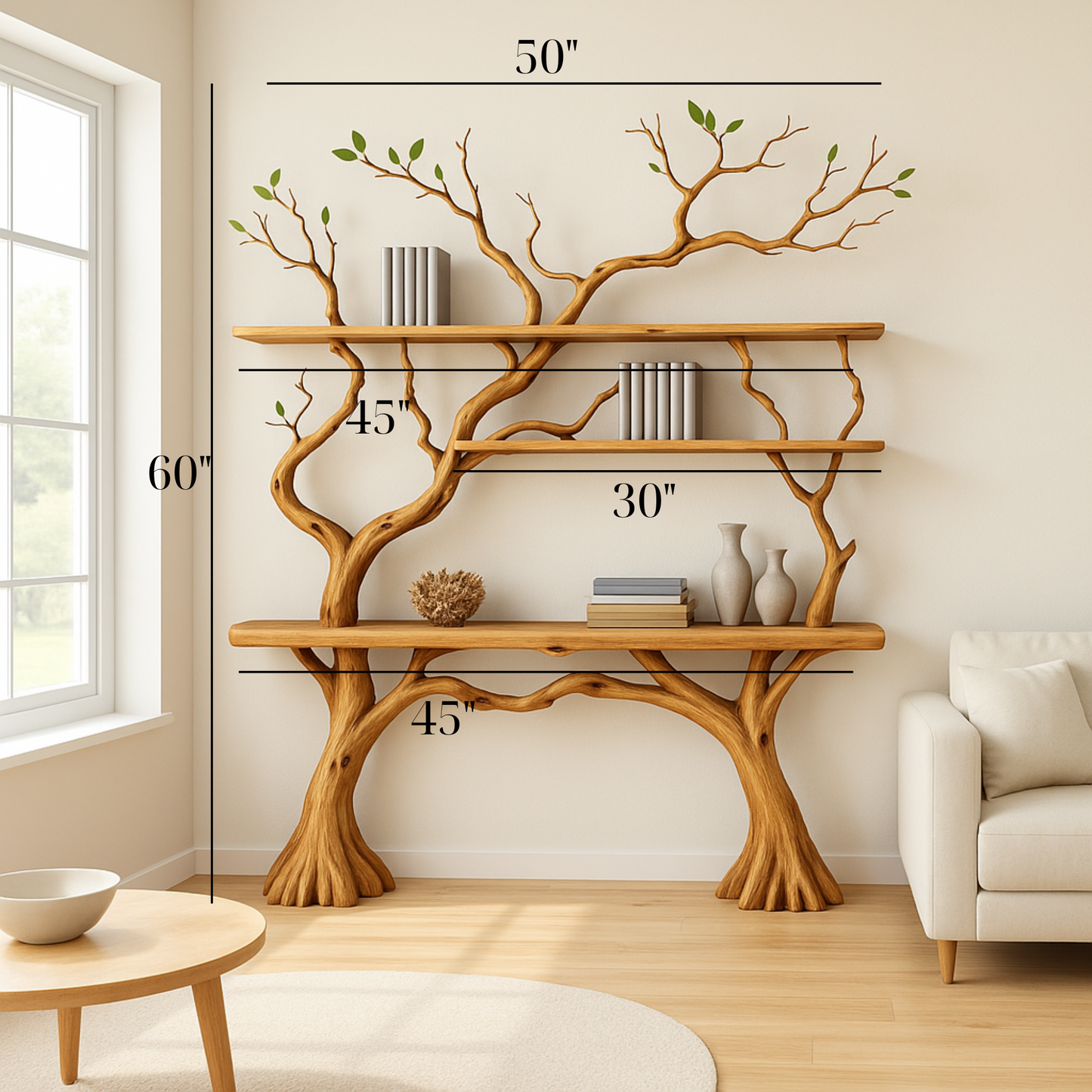 Tree Console Table – Handmade Wooden Branch Entryway Table – Natural Tree Shaped Shelf – Rustic Hallway or Living Room Decor