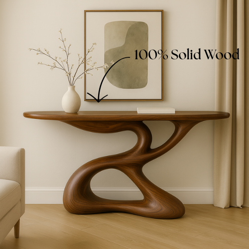 Handcrafted Solid Wood Flow Console Table – Contemporary Organic Design