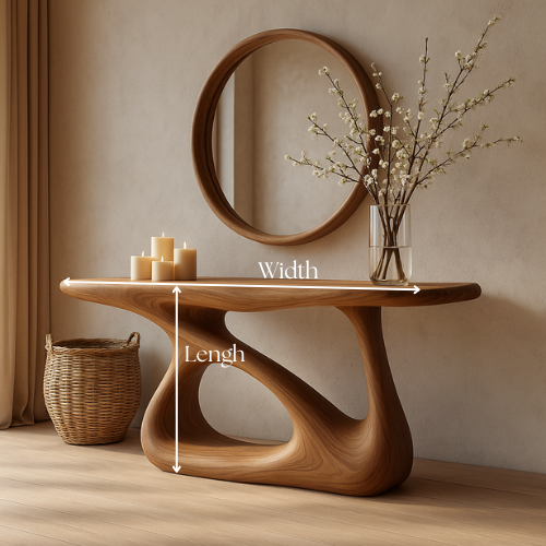 Handcrafted Solid Wood Bloom Console Table – Modern Organic Sculpture