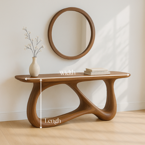 Handcrafted Solid Wood Solace Console Table – Contemporary Organic Design