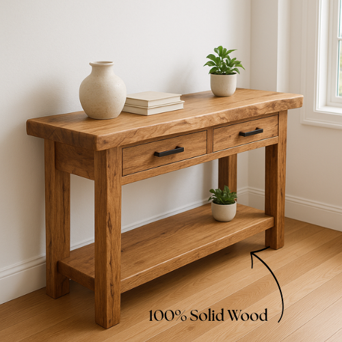 Handcrafted Solid Wood Console Table – Modern Organic Simplicity