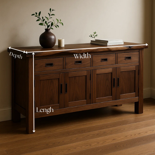 Handcrafted Solid Wood Live Edge Console Table – Rustic Walnut with Drawers