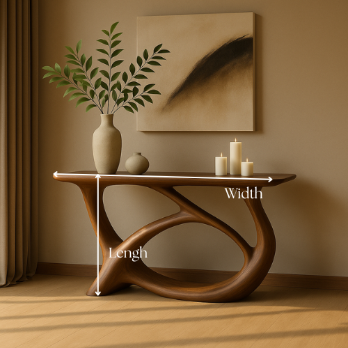 Handcrafted Solid Wood Waveform Console Table – Contemporary Organic Sculpture