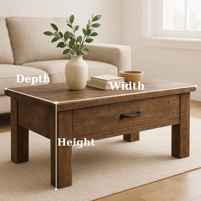 Handcrafted Solid Wood Coffee Table – Rustic Modern Storage with Single Drawer