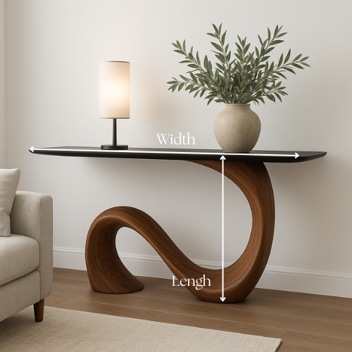 Handcrafted Solid Wood Wave Console Table – Modern Sculptural Form