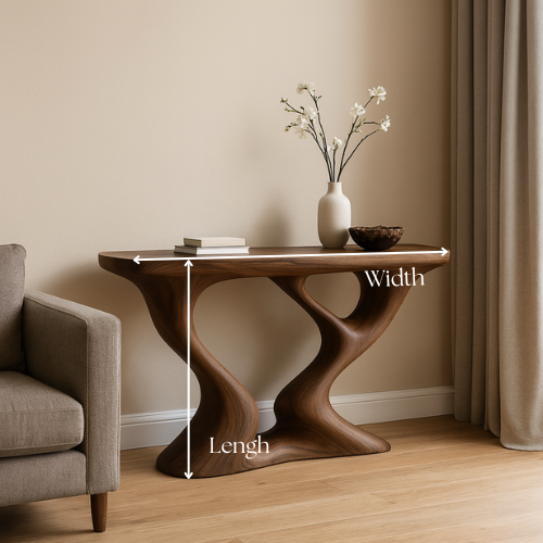 Handcrafted Solid Wood Duality Console Table – Modern Organic Form