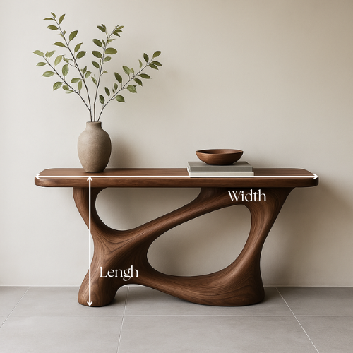Handcrafted Solid Wood Flowcurve Console Table – Modern Organic Design