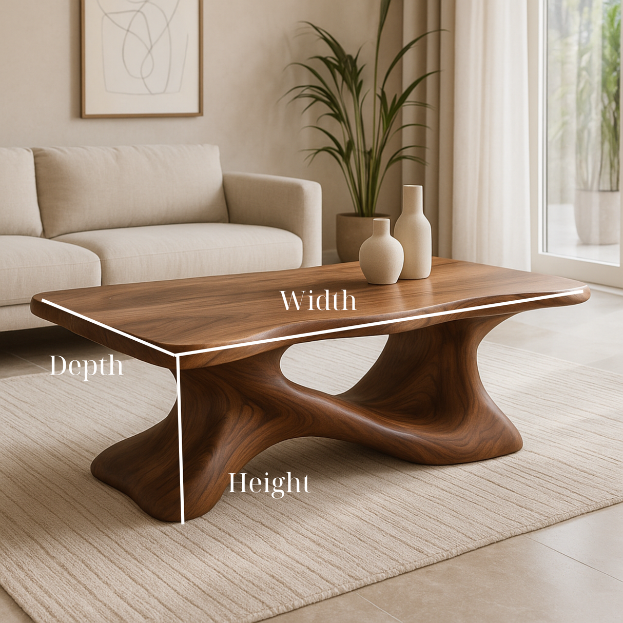Organic Solid Wood Coffee Table – Handcrafted Sculptural Design