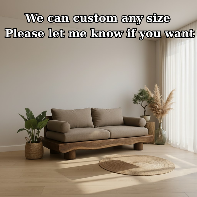 Handcrafted Solid Wood Sofa – Rustic Live Edge Wooden Couch with Modern Minimal Design