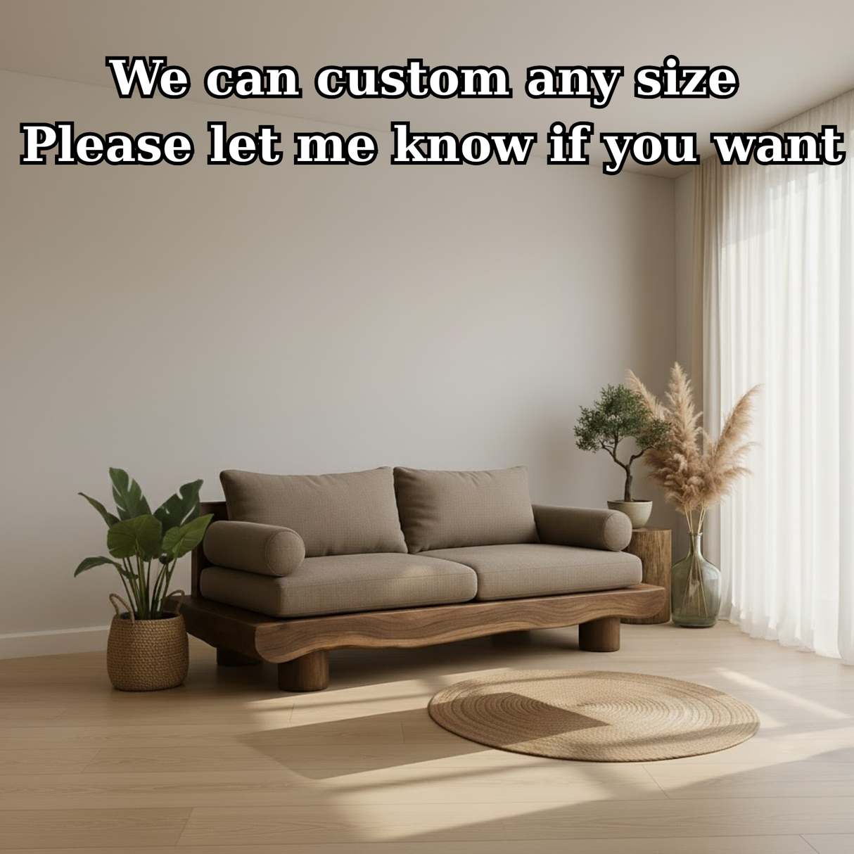 Handcrafted Solid Wood Sofa – Rustic Live Edge Wooden Couch with Modern Minimal Design