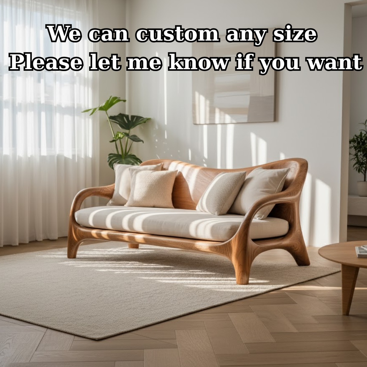 Handcrafted Solid Wood Sofa – Rustic Live Edge Wooden Couch with Modern Minimal Design