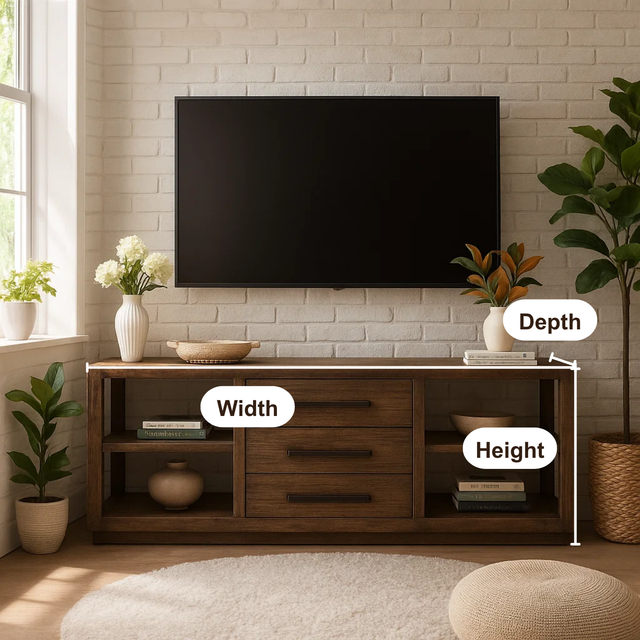 Handcrafted Solid Wood TV Stand with Drawers – Modern Rustic Media Console for Living Room