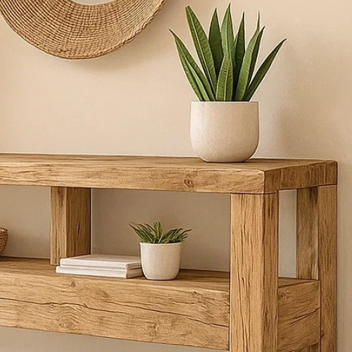 Handcrafted Solid Wood Console Table – Contemporary Organic Minimalism