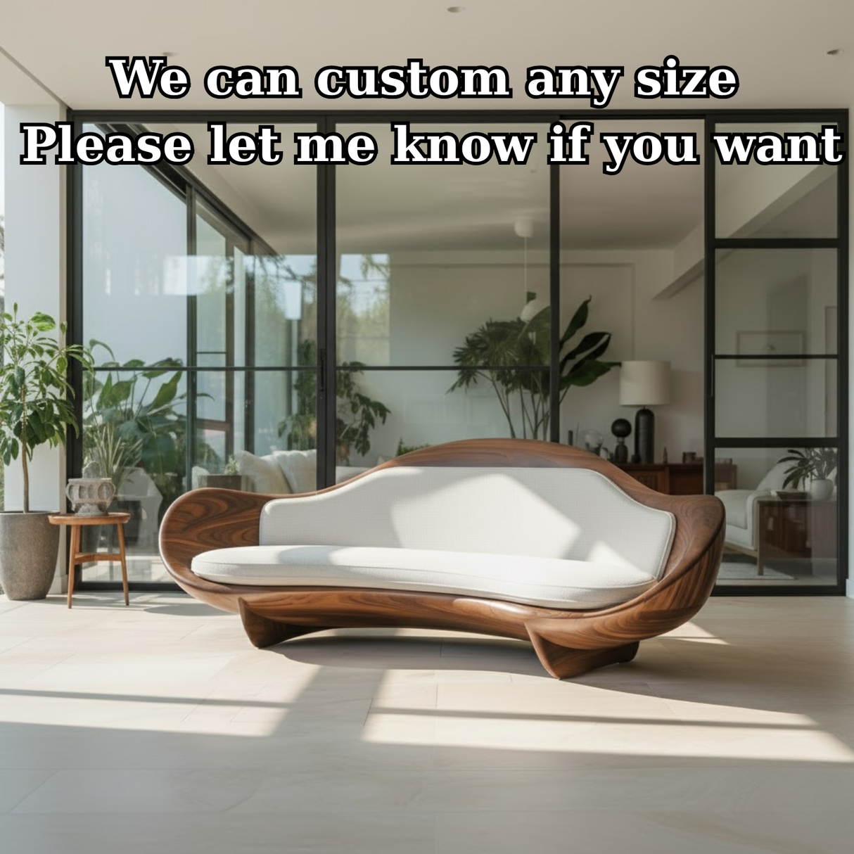 Handcrafted Solid Wood Sofa – Modern Organic Sculptural Couch with Curved Wood Frame