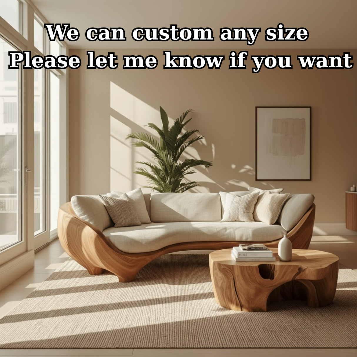 Handcrafted Solid Walnut Sofa – Modern Sculptural Wood Couch with Smooth Organic Curves