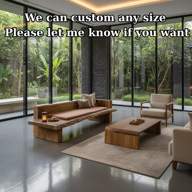 Handcrafted Solid Wood Sofa – Rustic Live Edge Bench Couch with Minimalist Design and Natural Finish