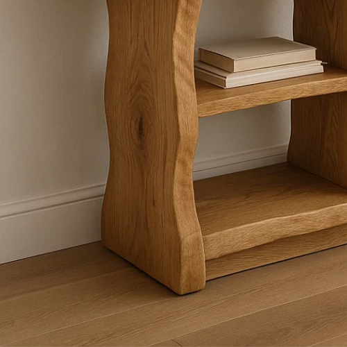 Handcrafted Solid Wood Sculptural Console Table – Organic Modern Design