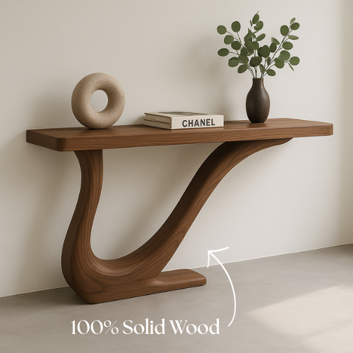 Handcrafted Solid Wood Flow Console Table – Minimal Organic Design