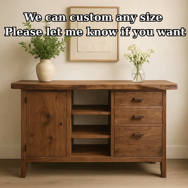 Handcrafted Solid Wood Console Table – Live-Edge Slab with Cabinet and Drawers