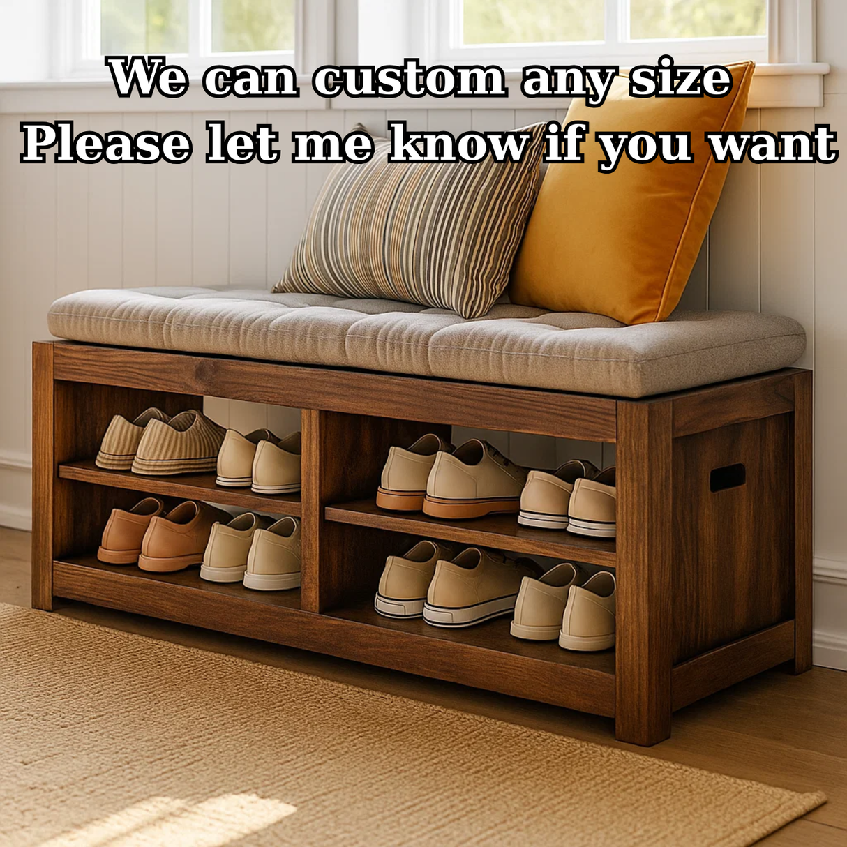 Handcrafted Solid Wood Bench – Transitional Design with Comfortable Upholstered Top