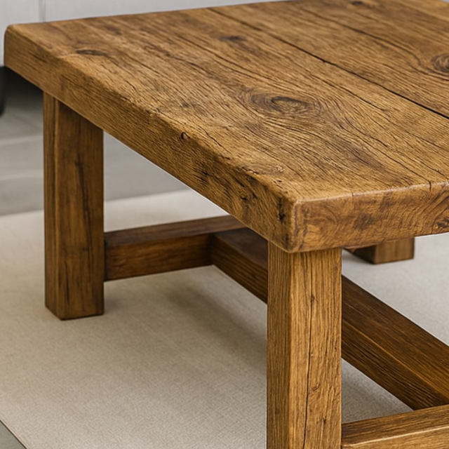 Solid Wood Living Room Table - Rustic Wood Coffee Table