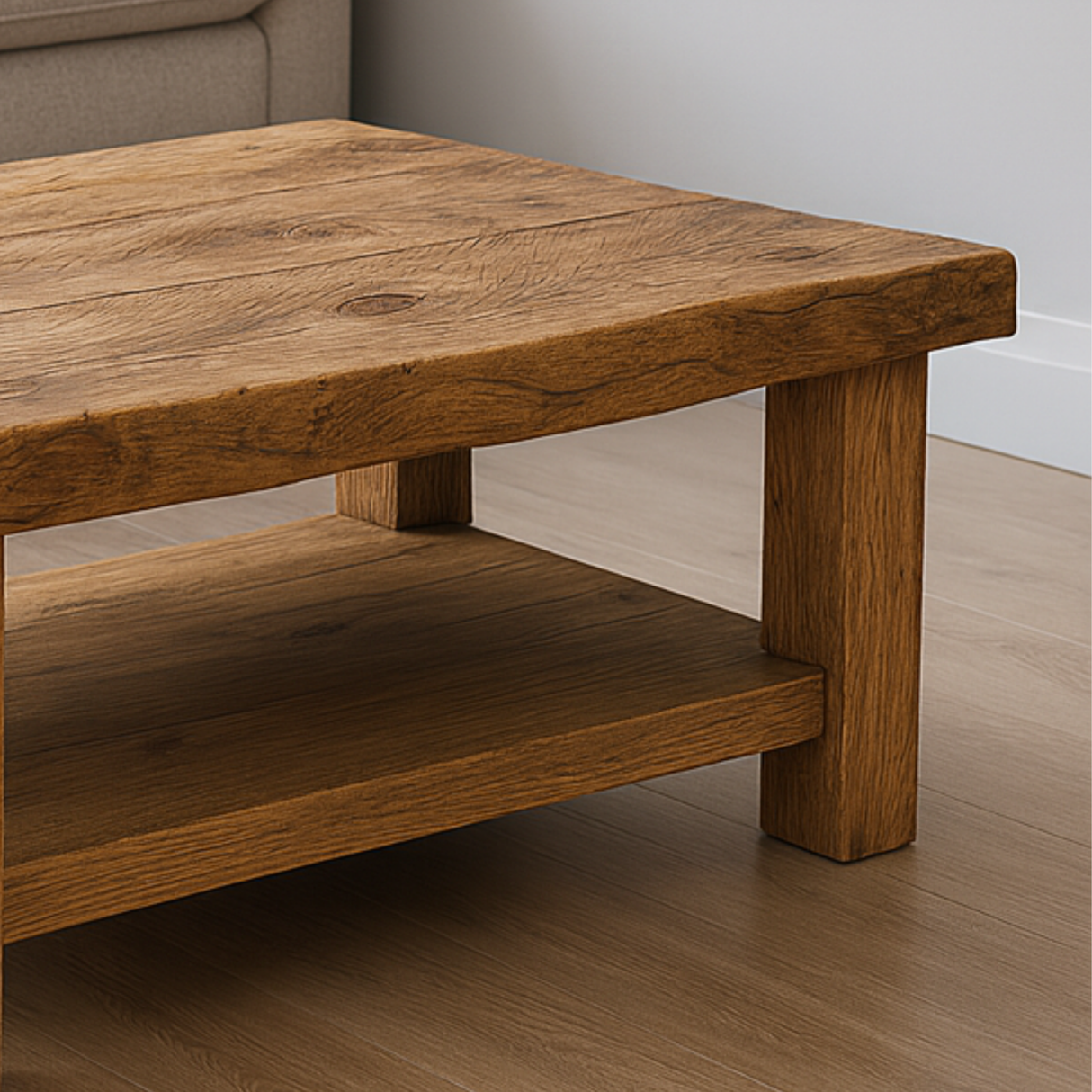 Handmade Solid Wood Living Room Table - Rustic Wood Coffee Table - Wood Coffee Table