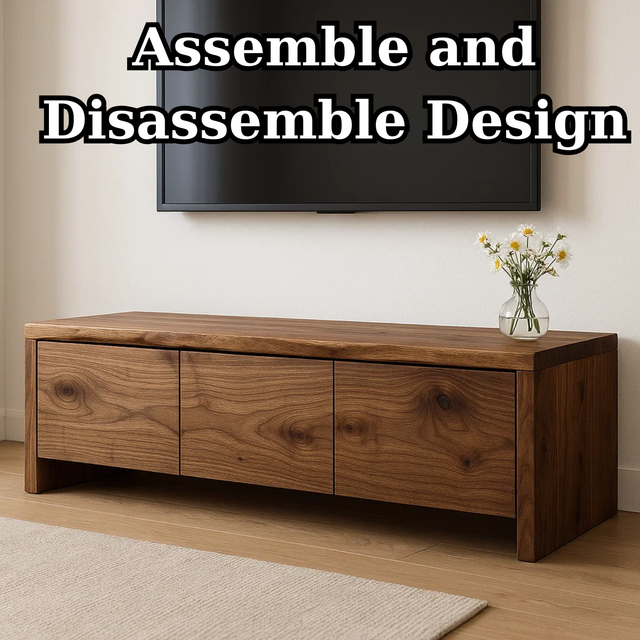 Handcrafted Solid Wood TV Stand - Live Edge Walnut with 3 Seamless Drawers