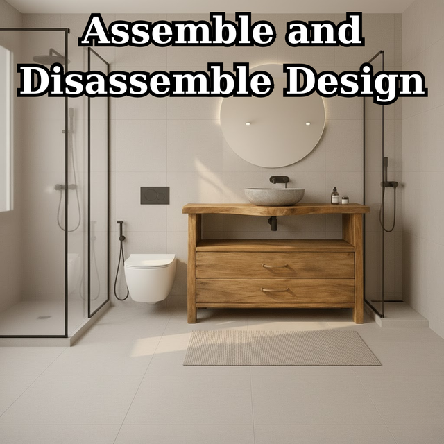 Handcrafted Solid Wood Bathroom Vanity with Live Edge Oak Top and Two Storage Drawers