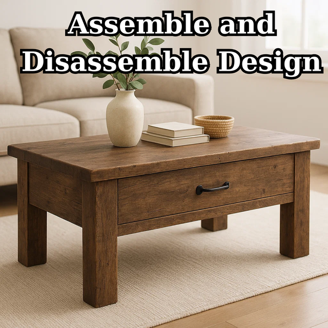 Handcrafted Solid Wood Coffee Table – Rustic Modern Storage with Single Drawer