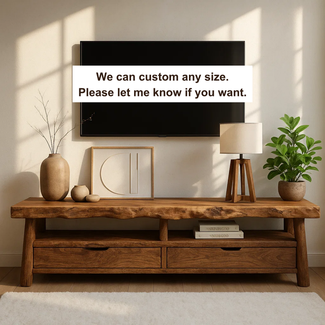 Handcrafted Solid Wood Live Edge TV Stand – Rustic Organic Media Console for Modern Homes