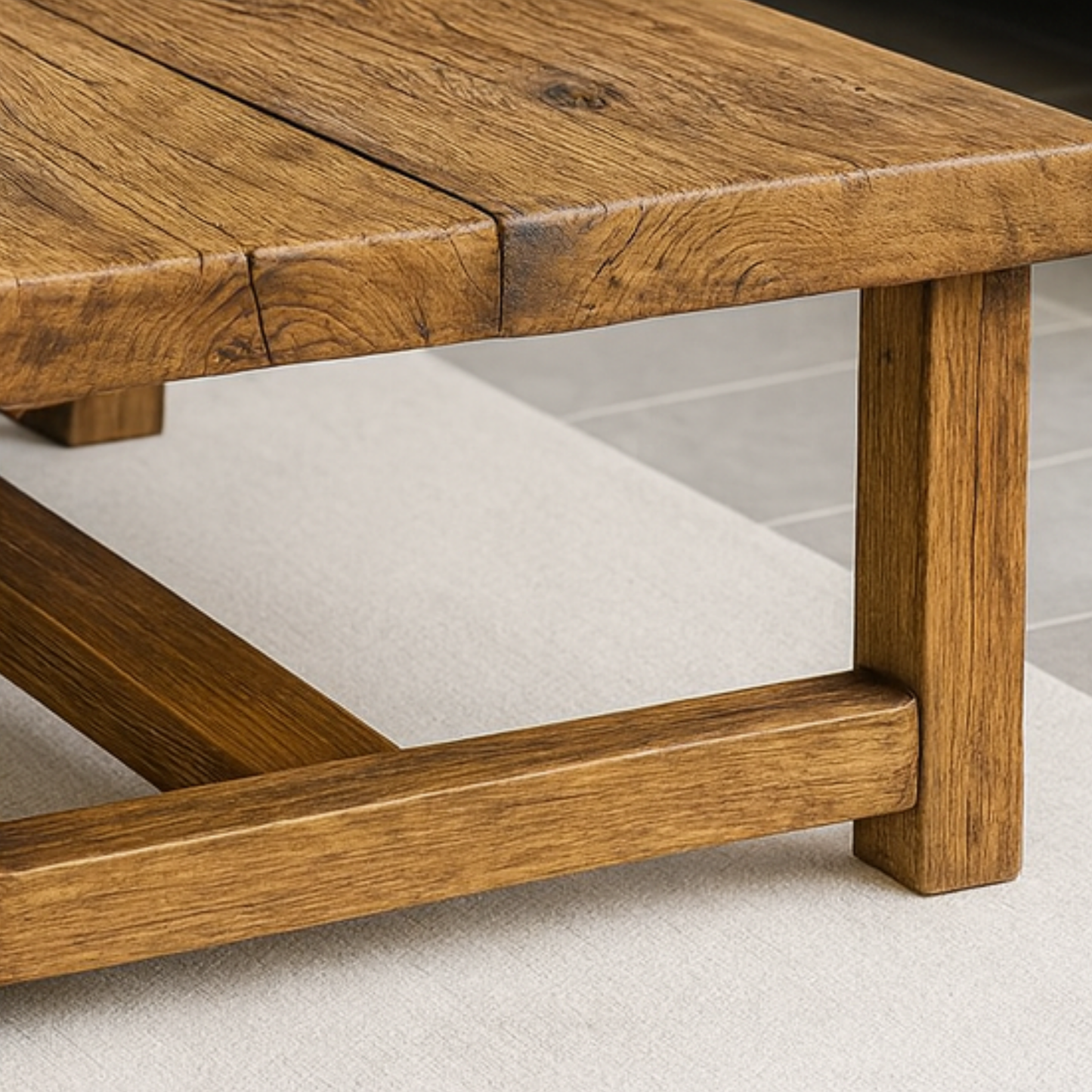 Solid Wood Living Room Table - Rustic Wood Coffee Table