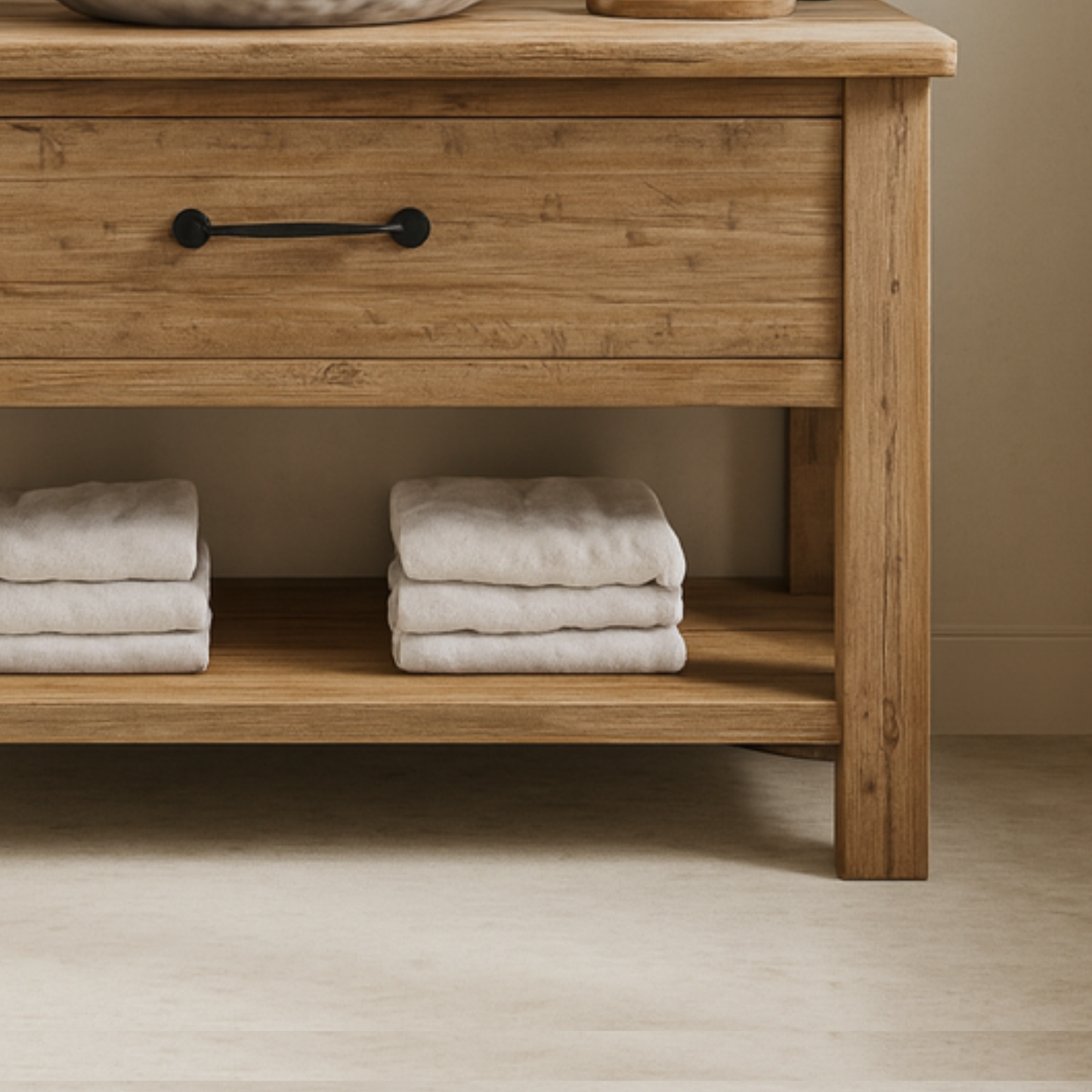 Rustic Wood Bathroom Vanity with Drawers and Shelf, Handmade Bathroom Cabinet