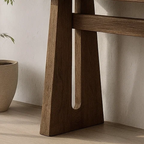 Handcrafted Solid Wood Sculptural Table, Console Table