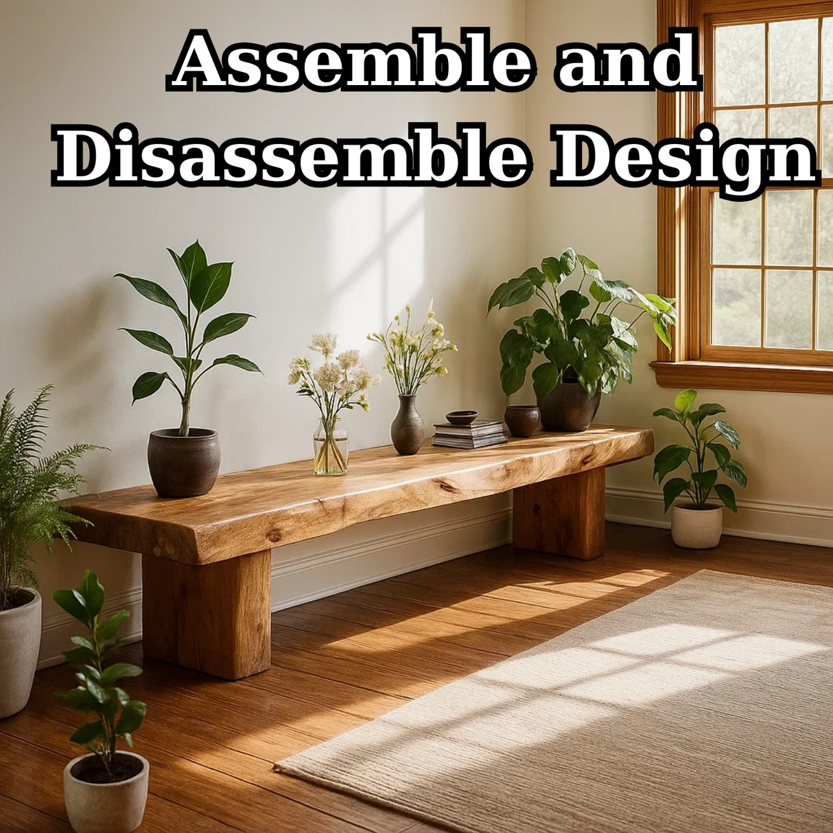 Handcrafted Solid Wood Bench – Rustic Live-Edge Slab Entryway Seating